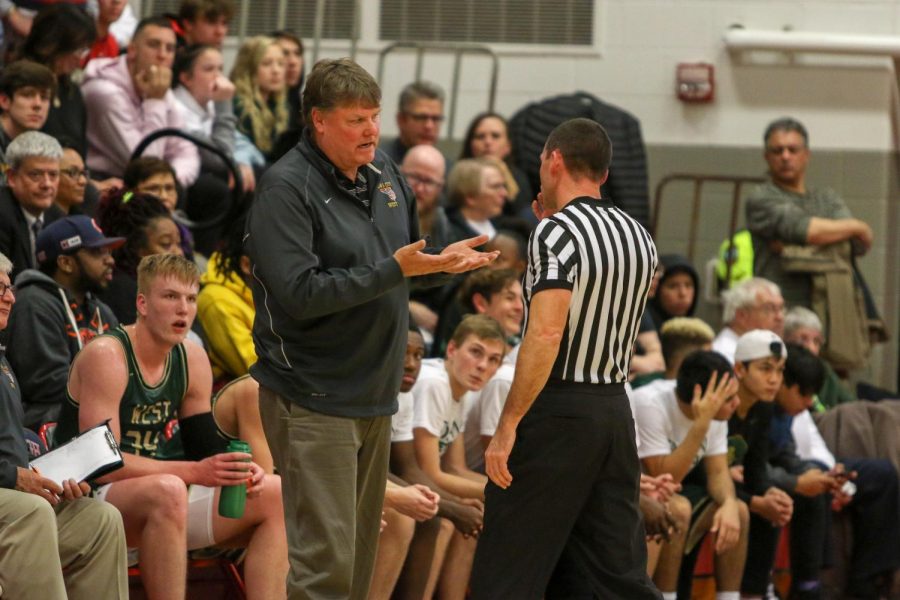 Head coach Steve Bergman discusses a call with the referee against City on Dec. 14. 