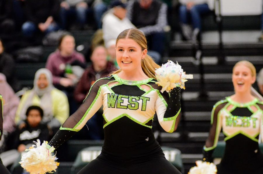 Sadie Floss '22 performs at halftime on Jan. 21. 