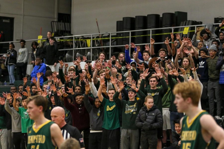 The student section watches as Ben Vander Leest sinks two free throws against Dubuque Hempstead on Jan. 7.