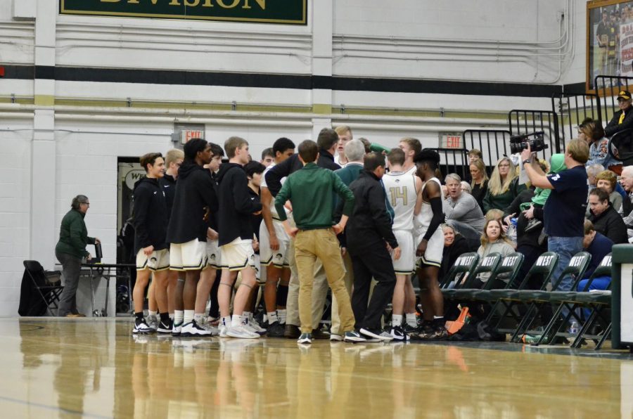 In the beginning of the second quarter Coach Bergman calls a timeout to give the Trojans a breath after Ottumwa tied the score at 17. 