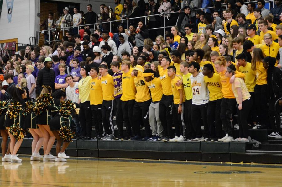 The student section filled the bleachers Jan. 31 leaving only a few rows in the back empty. 