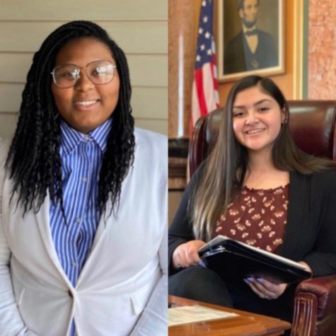 Dasia Taylor 21, left, is running as student senate president with Miriam Aguirre Ferrer  21, right, as vice president. 