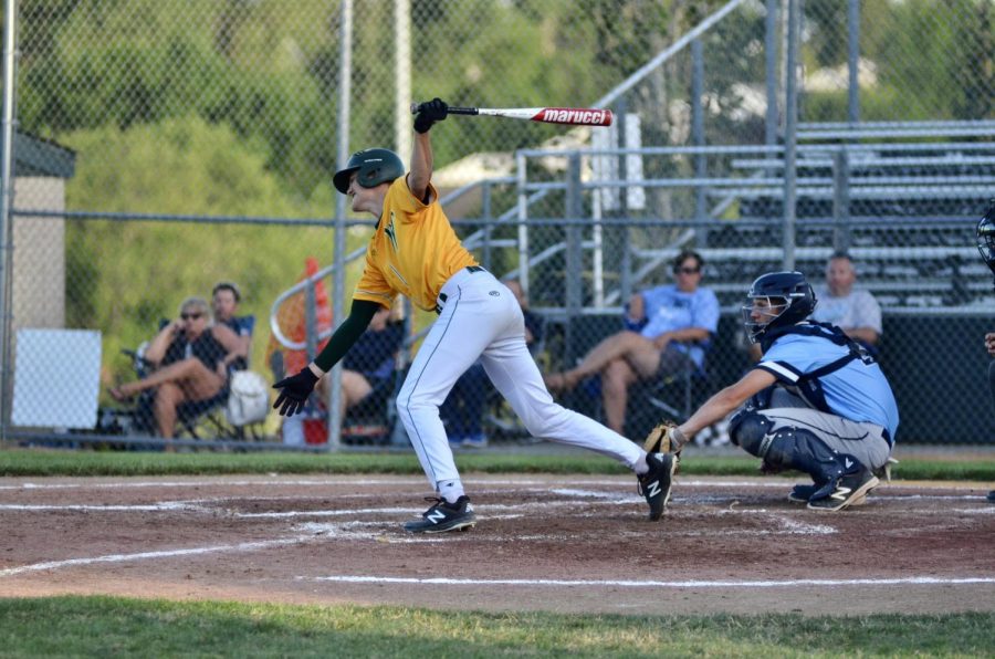 Ben Vander Leest 20 takes a swing at a low pitch June 25.