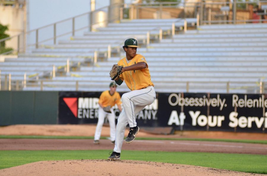 Marcus Morgan 21 looks to pitch at Veterans Memorial Stadium on July 17. 