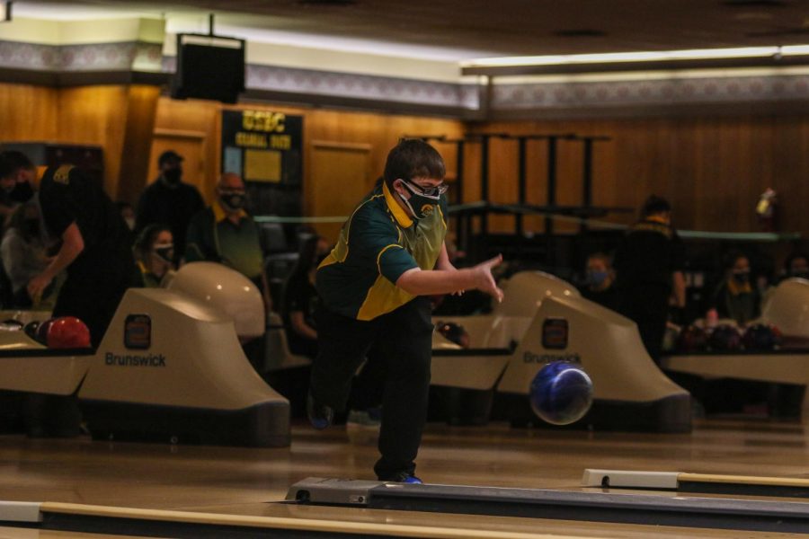 Alex Rohm '22 bowls a spare against Kennedy on Dec. 18.