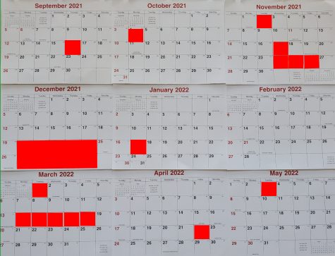 The red boxes marks the number of days off left in the school calendar. 