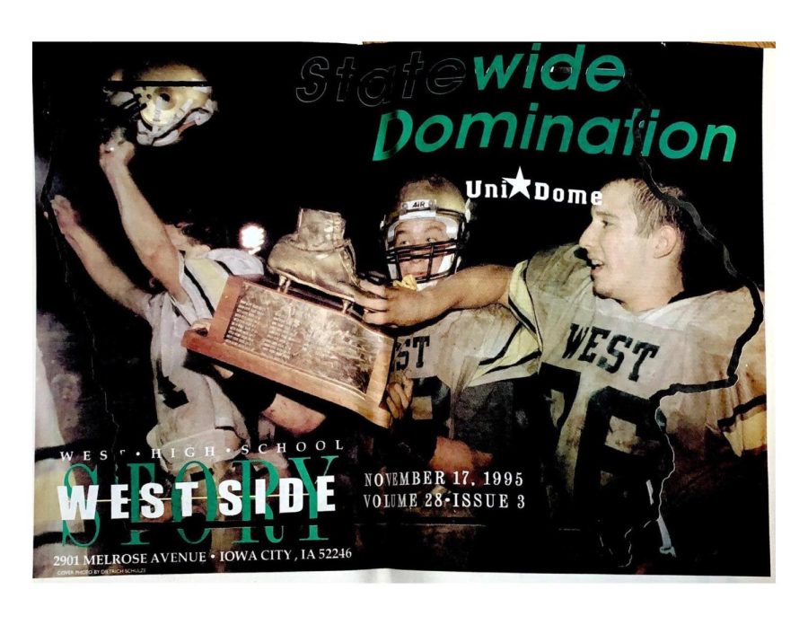 The+Trojan+football+team+highlights+the+front+page+of+the+Nov.+17%2C+1995+issue+of+the+West+Side+Story.