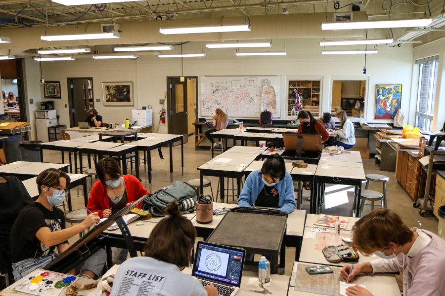 Christian Aanestad's third period AP Art and Design class works quietly on Oct. 20.