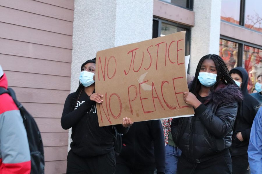 The phrase No Justice, No Peace, has been a battle cry for the BLM movement. It was shouted by students to protest racial injustice in ICCSD schools. 