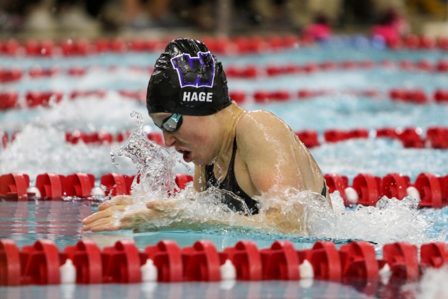Waukees Willa Hage 25 swims the 100 yard breaststroke during the IGHSAU State Swimming and Diving Championships in Marshalltown on Nov. 13.