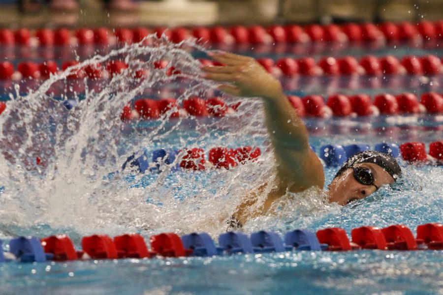 Jade Roghair 23 swims the 500 yard freestyle during the IGHSAU State Swimming and Diving Championships in Marshalltown on Nov. 13.