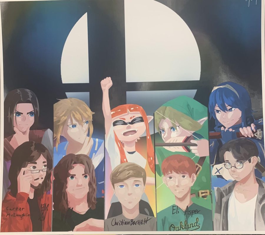 Painting of Wests Esports club members.