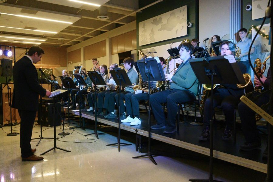 The Varsity Jazz Band, led by UI practicum student Sam Kelly, performs xxx.