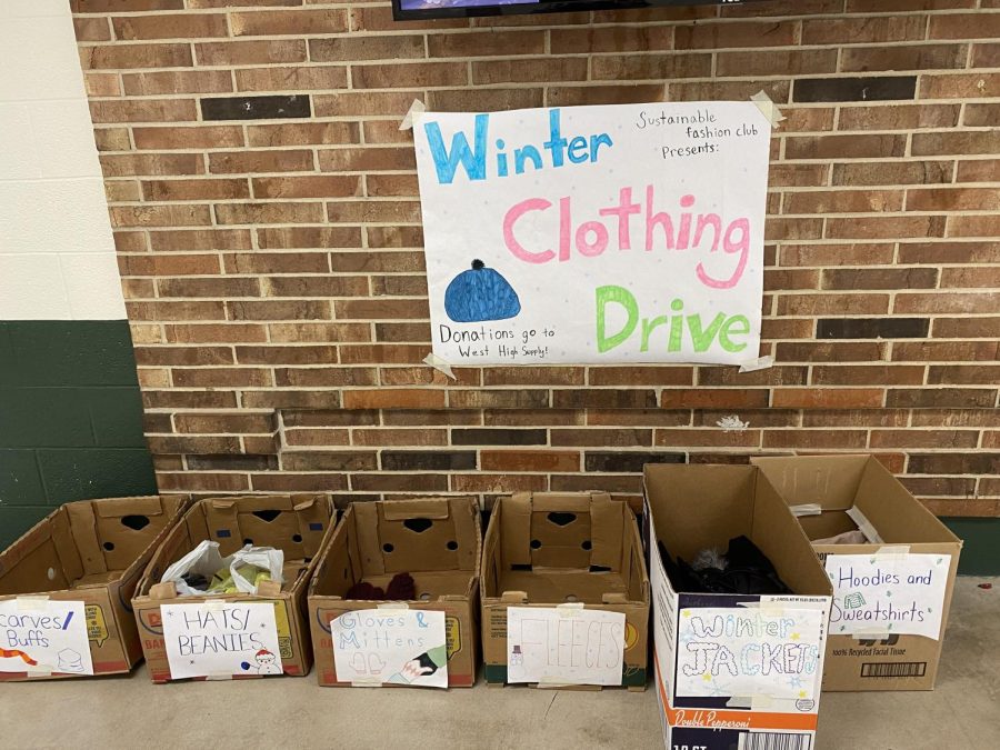 The donation bins for the winter clothing drive are located in the commons. 