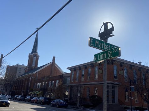 The sun shines on the intersection of East Market Street and Linn Street, where the ICON Academy campus sits. 