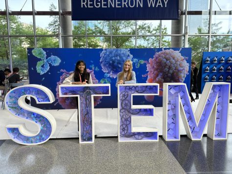 Shanza Sami 26 and Lilly Graham 24 attend the International Science and Engineering Fair in Dallas, Texas May 16.