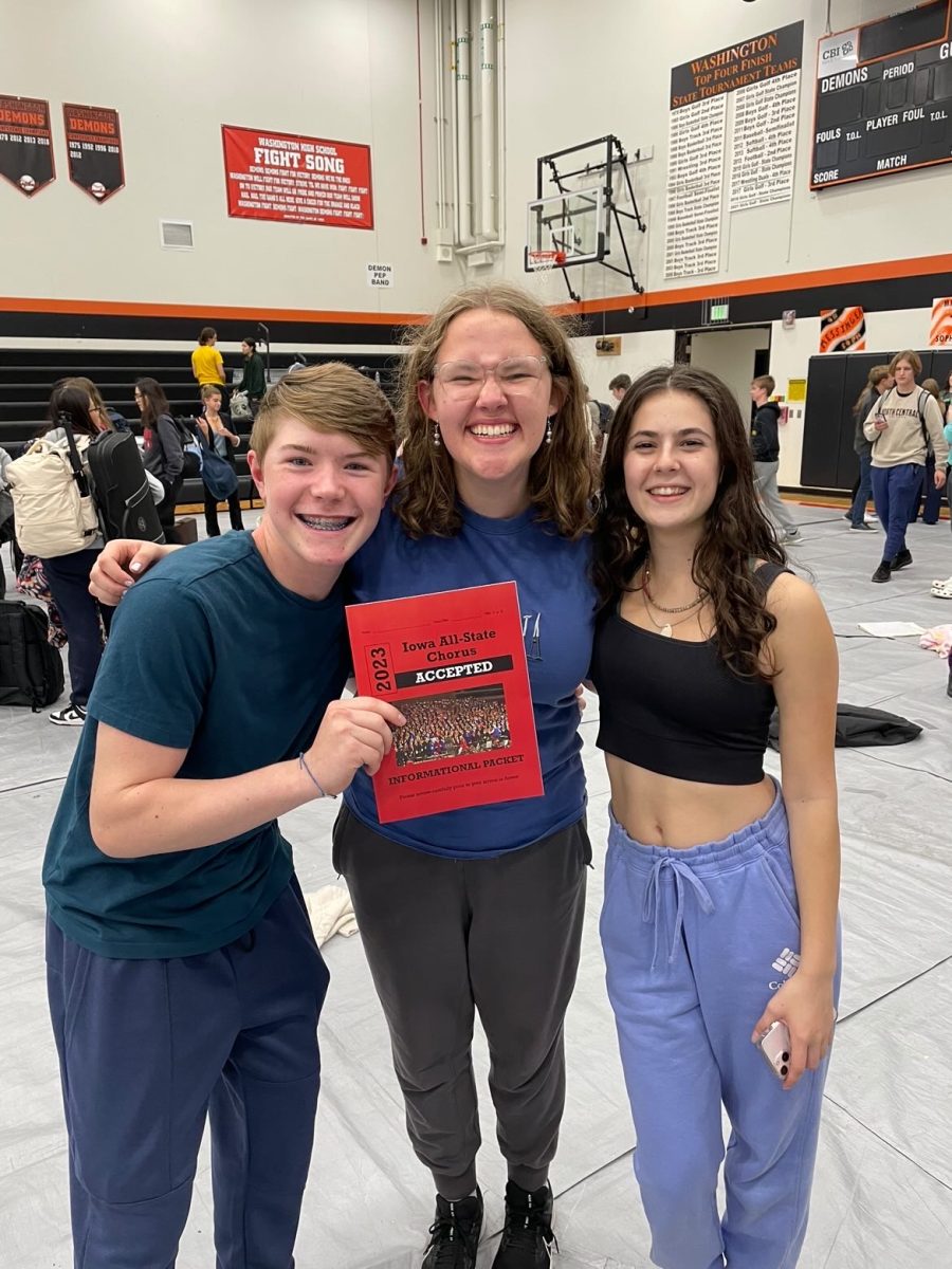 Gabe Conrad 26, Lexie Vogt 24 and Maya Hanna 25 were selected for the All-State choir ensemble Oct. 21. They will perform Nov. 18 at the Hilton Coliseum in Ames. 