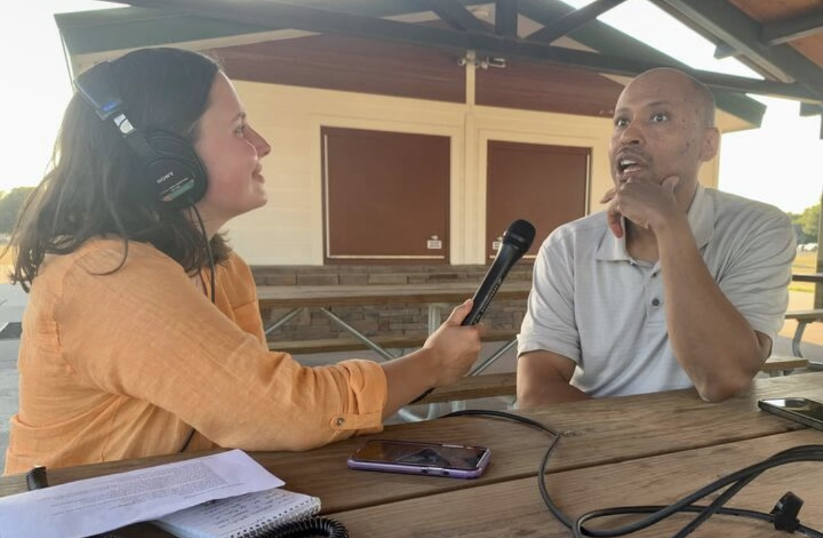 A Photo of Natalie Dunlap interviewing Hazim Mohamed for NPRs Nest Generation Radio. 

Photos provided by Natalie Dunlap.