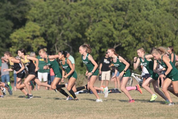 The girls cross country starts their race Aug. 28 at Ashton Cross Country Course. 