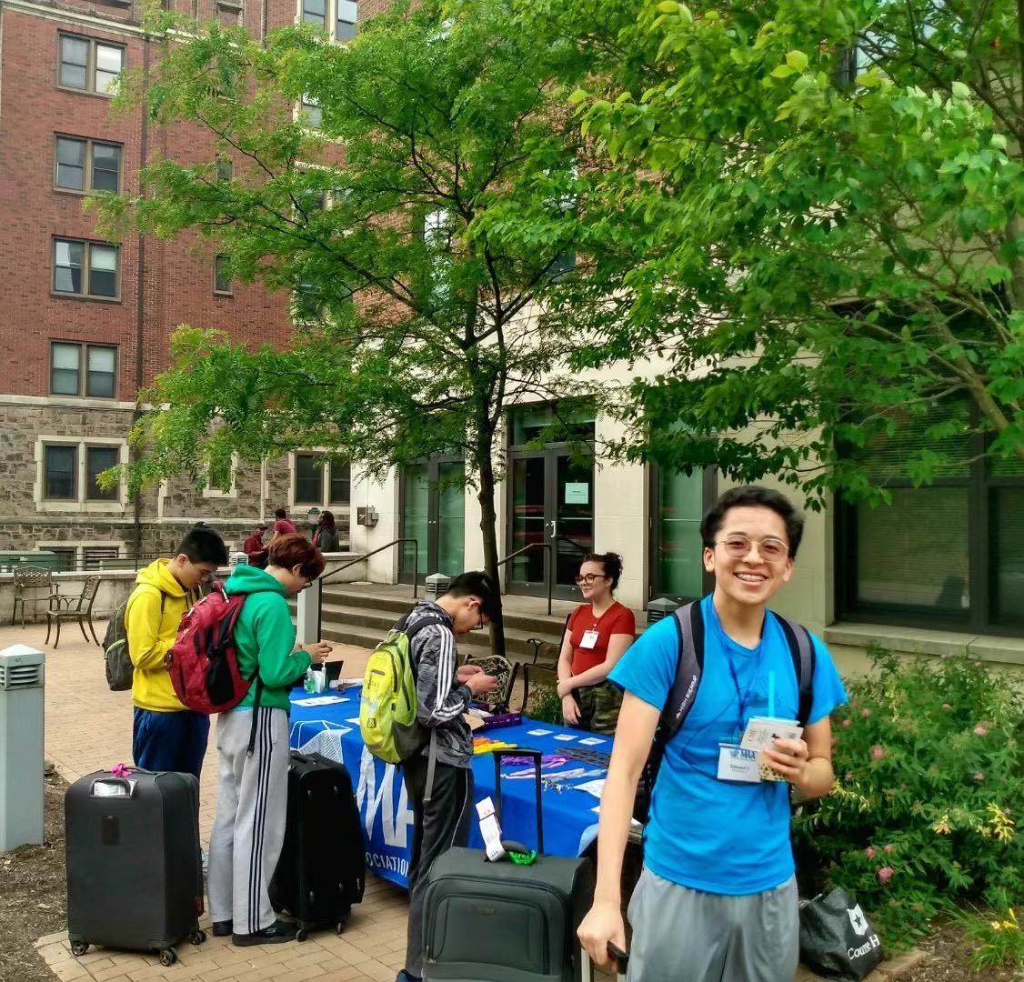 Edward Li 26 check in on the first day of the Mathematical Olympiad Program at Carnegie Mellon University.  