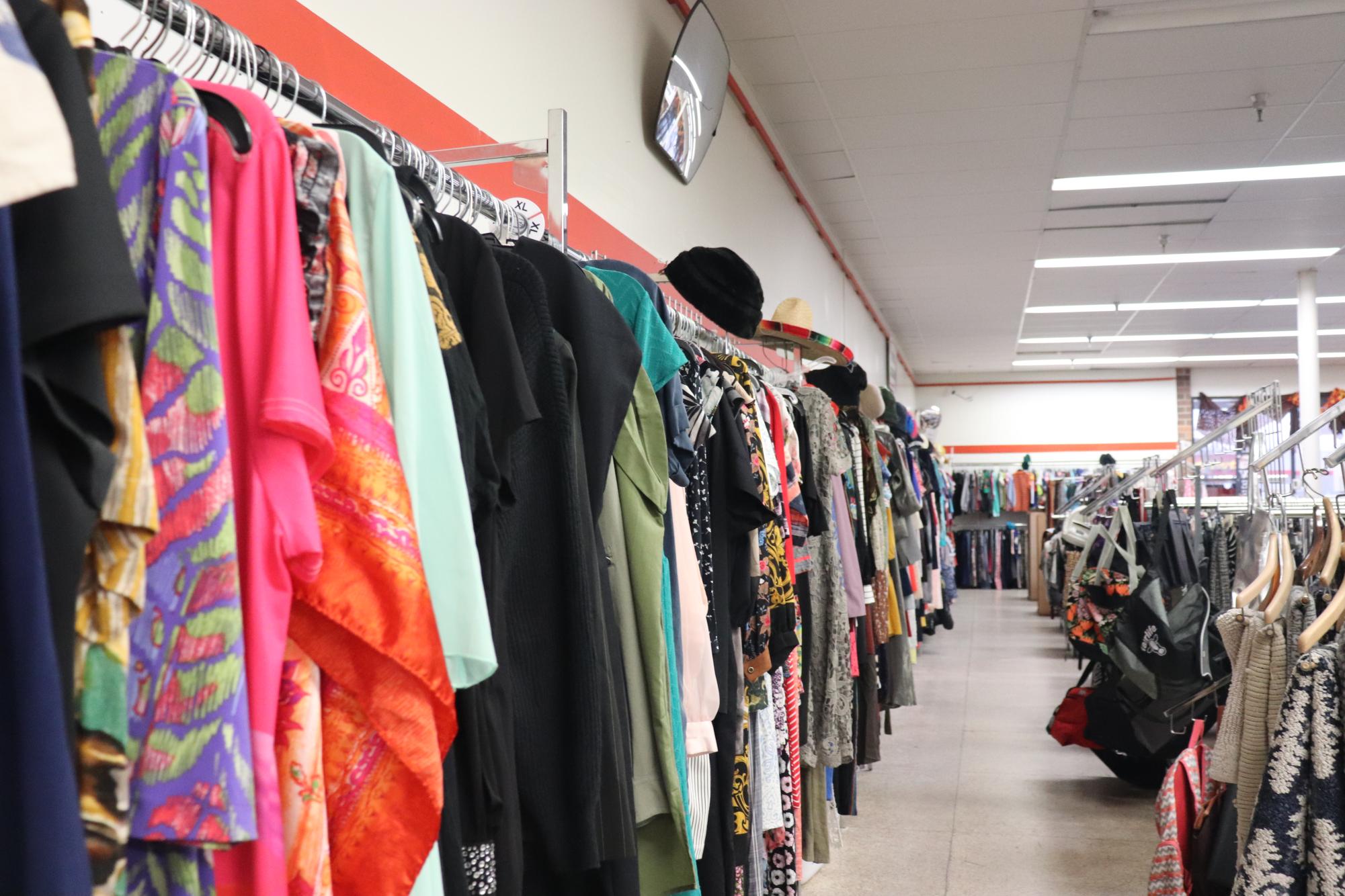 The expansive dress rack at the Salvation Army Family Store. 