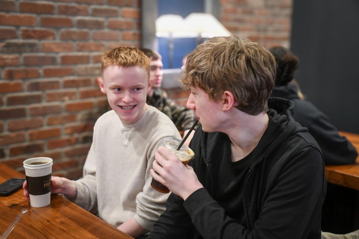 Drinking their beverages, on Feb. 12th, a group of Northwest Junior High students chatted and relaxed. Although being close and convenient for West students, The Java House is popular among others as well.