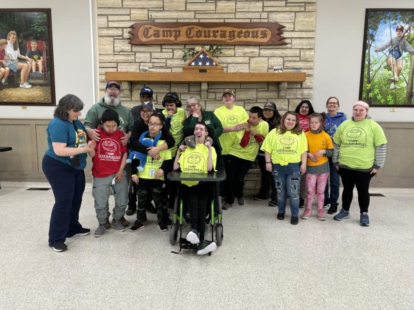 The Community Inclusion Club poses for a group picture after a few days at Camp Courageous. Photo courtesy of Lydia Petoskey.