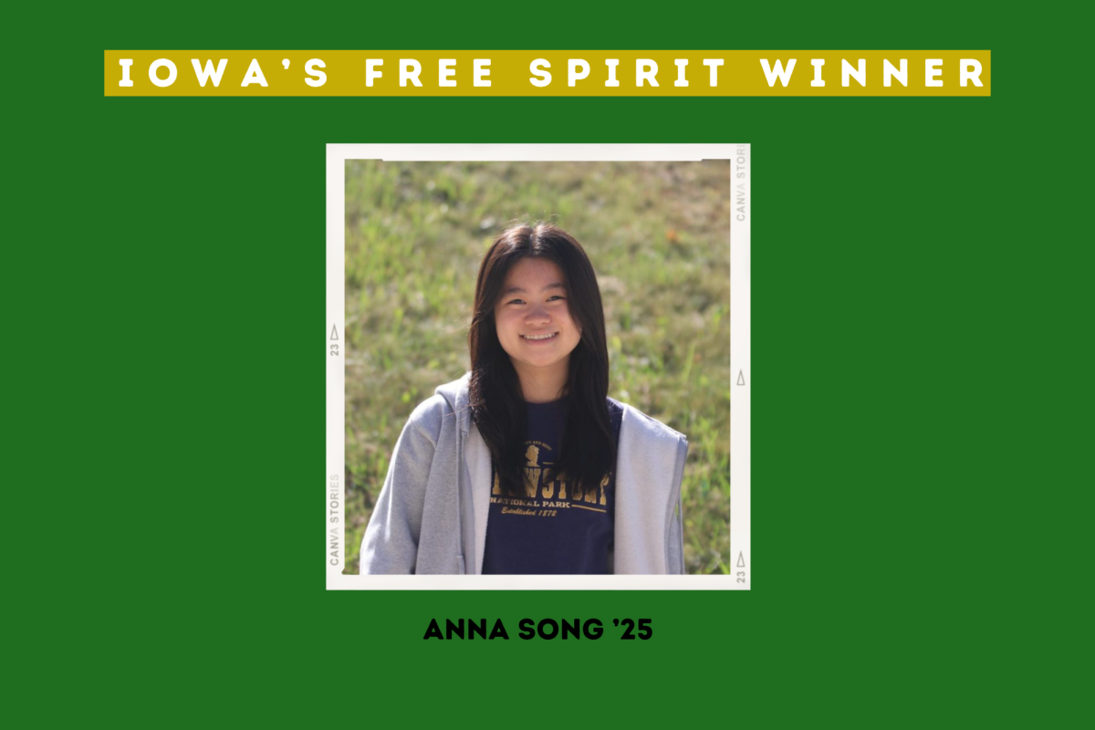 Anna Song ’25 is the 2024 Free Spirit winner from Iowa. Song will be the West Side Story print design editor for 2024-25.

