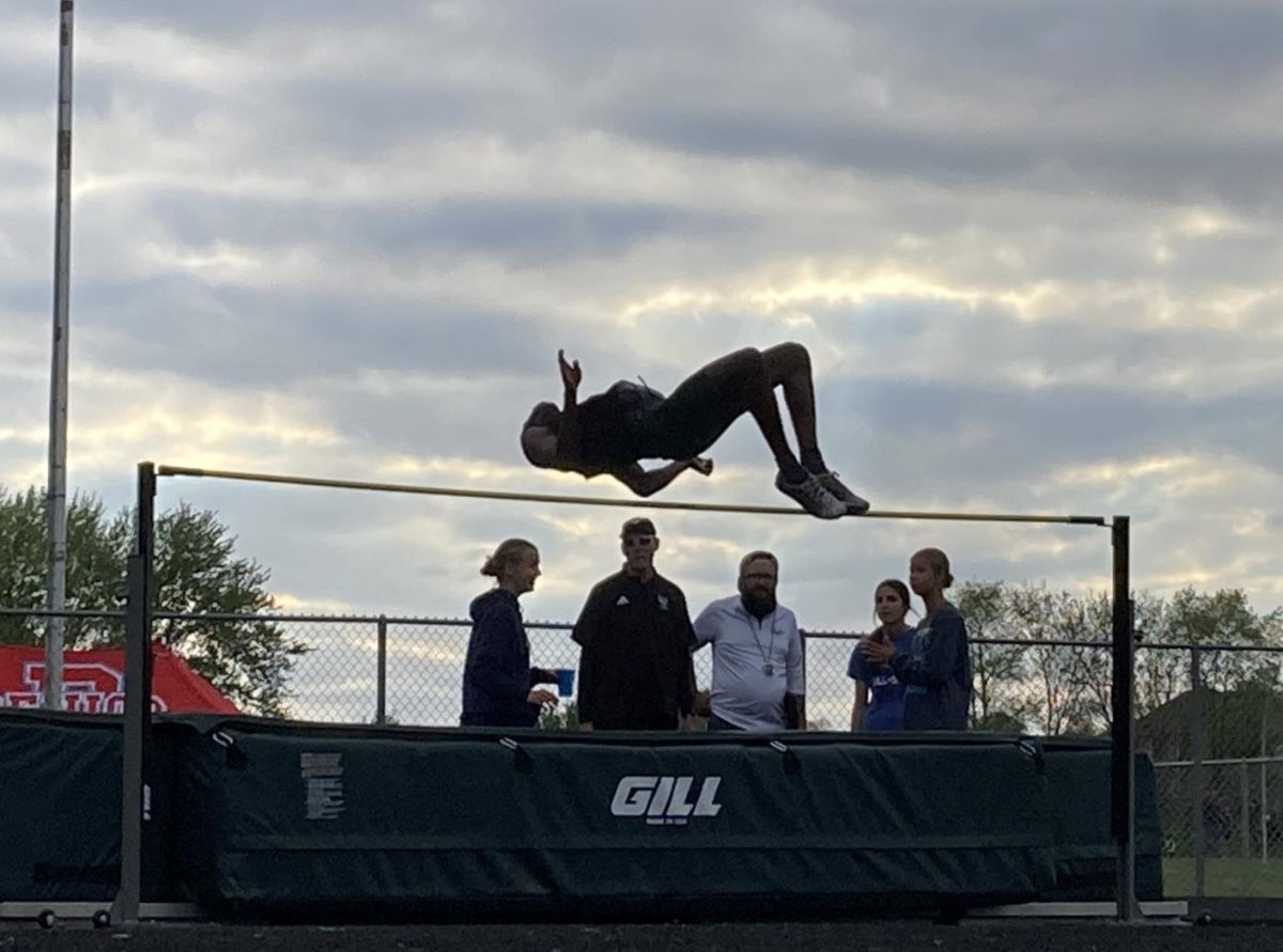 Dara Olaleye ’27 starts his high jump attempt. He managed to place fifth place with a height of 5 foot 6 inches as a Freshmen.