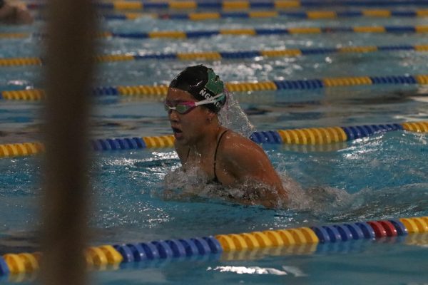 Maggie Nguyen '28 swims the second leg of 200 Yard Medley Aug. 29. 