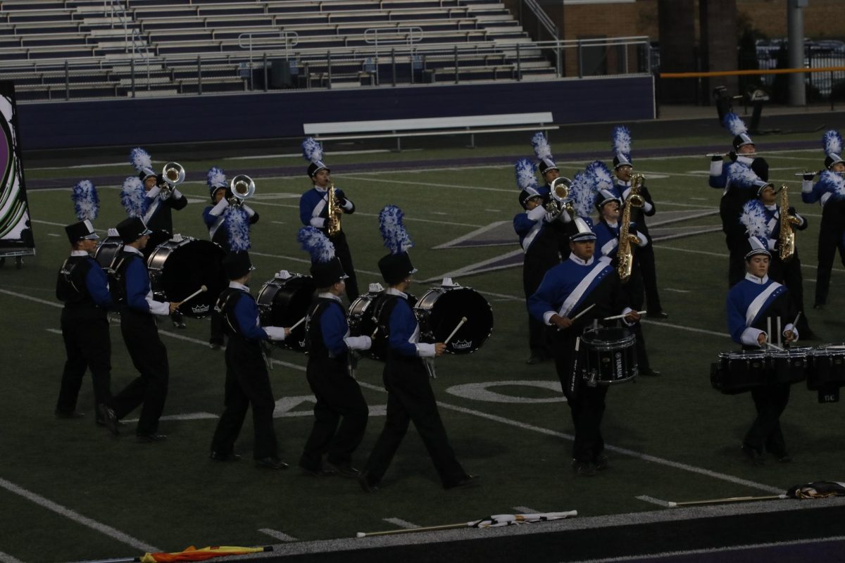 West Liberty performs their show entitled "Showtime" at the Corridor Marching Classic, with songs from shows like "Beetlejuice" and "Nightmare Before Halloween."