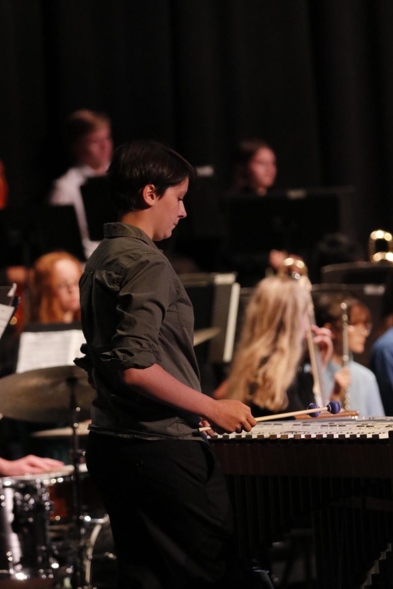 Harper Ray '27 plays the vibraphone in Jazz Lab.