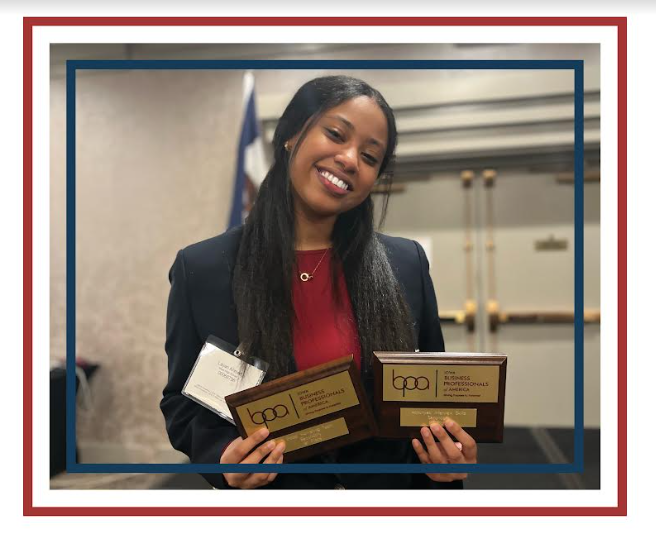 Layan Ahmed '25 poses after the Iowa BPA State Conference. 