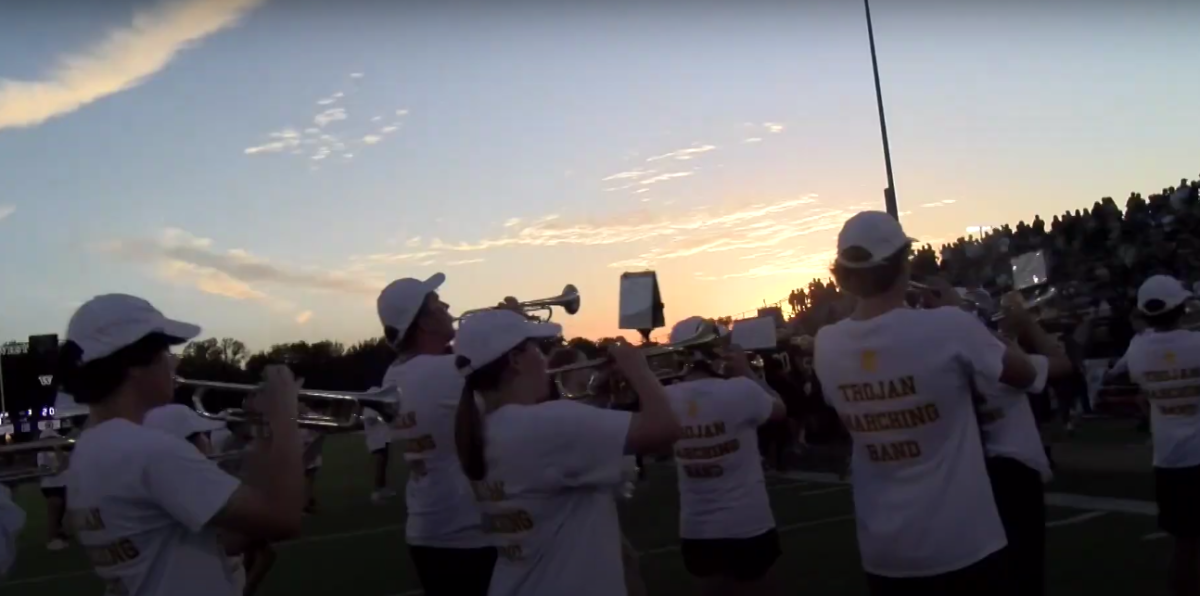 The Trojan Marching Band performs the Fight Song before the football game on Sept. 20.