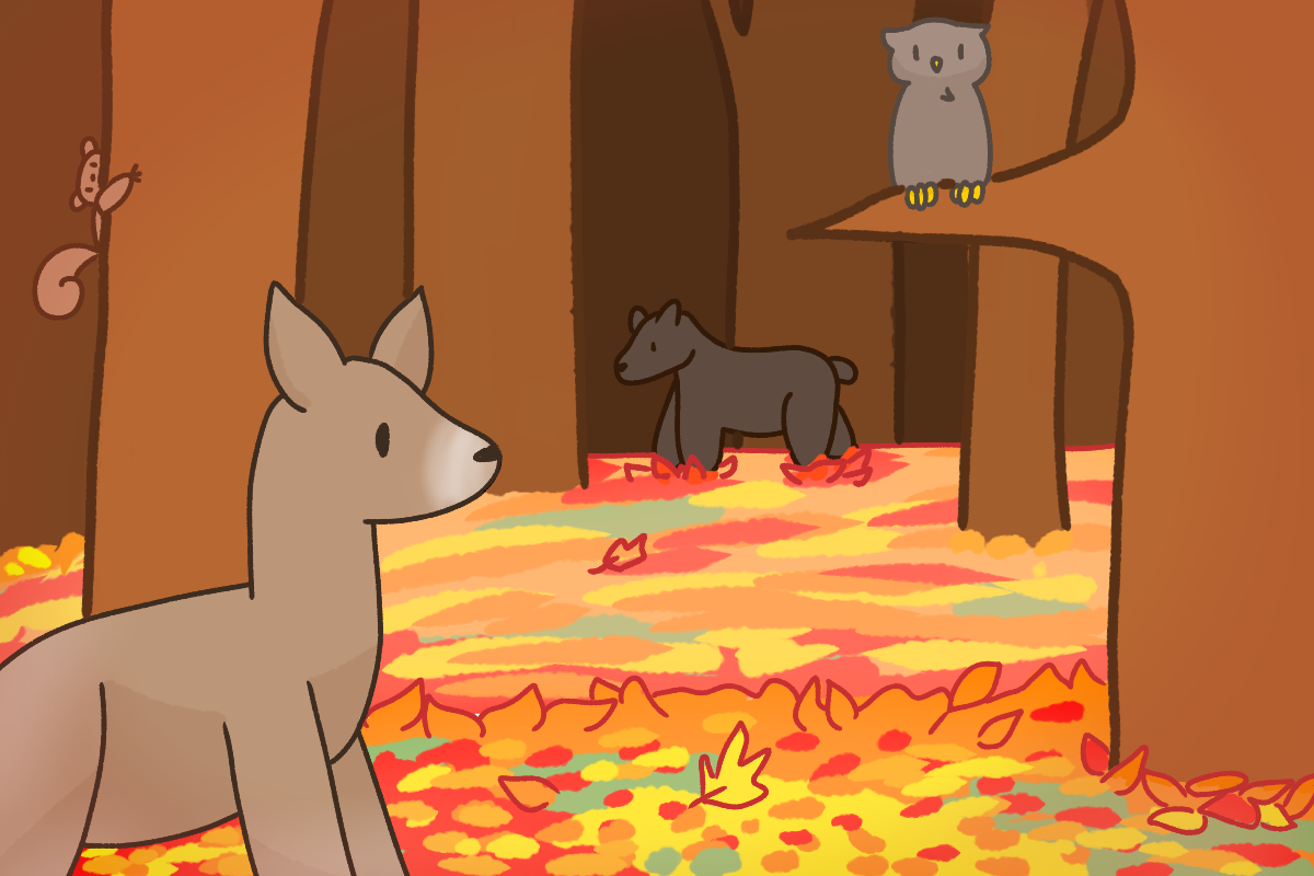 Animals greeting the fall weather.