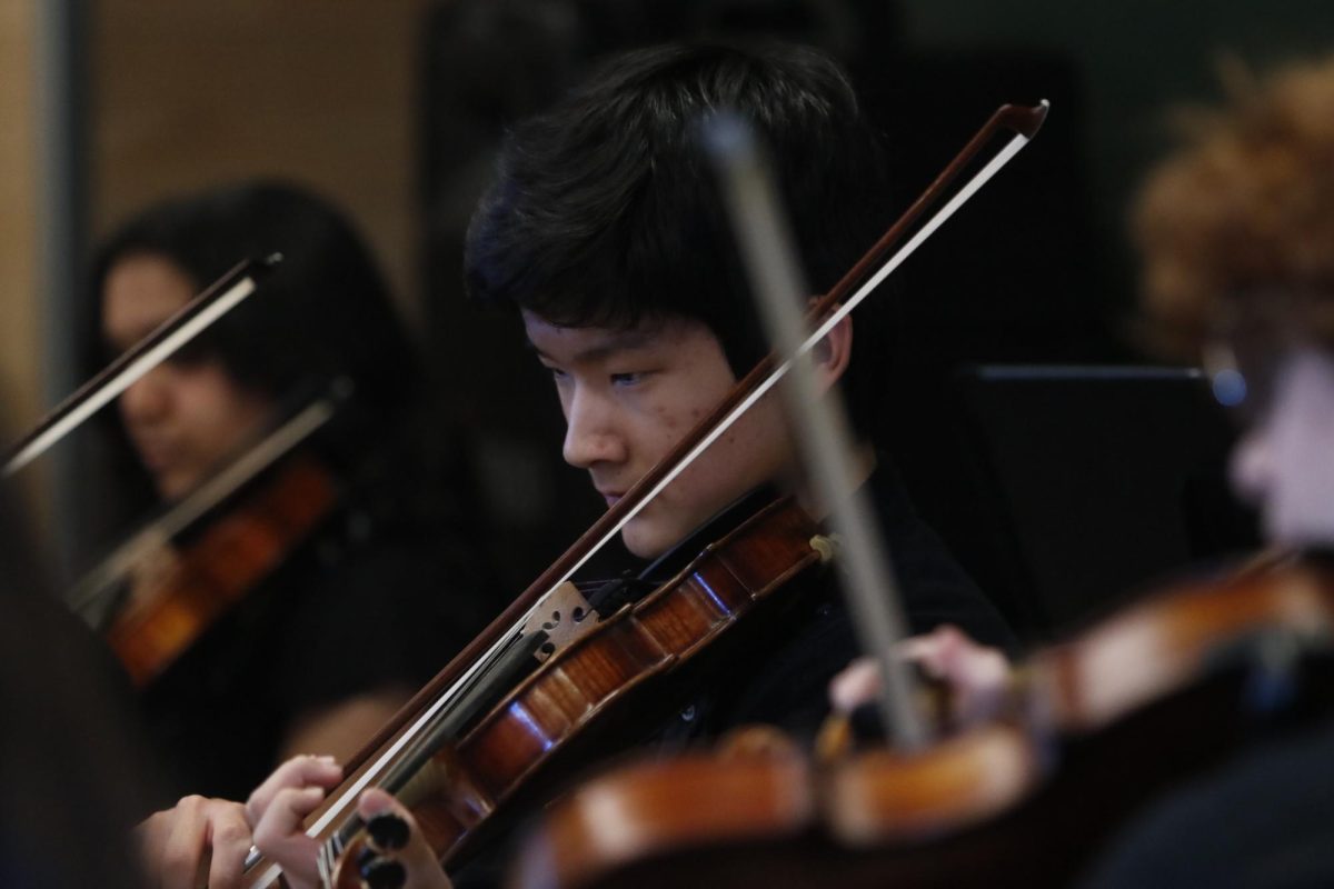 Violinists Nathan Chen '28 performs in the Chamber Orchestra at the "Fall Fantasia" concert Nov. 15.