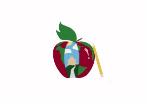 A glimpse into the future through the ICCSD’s apple logo.