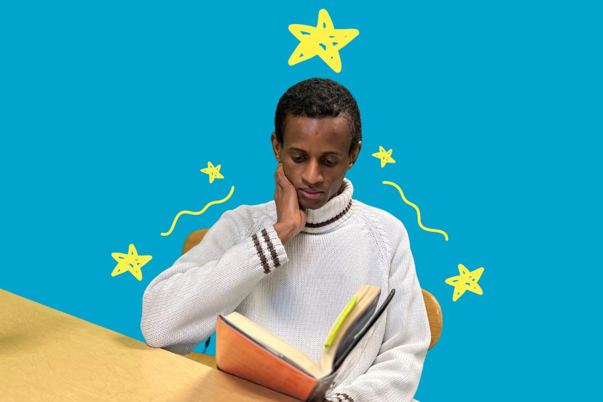 Saleh Adoum Mahamat '27 enjoys reading "Stargirl," as it taught him many valuable life lessons.