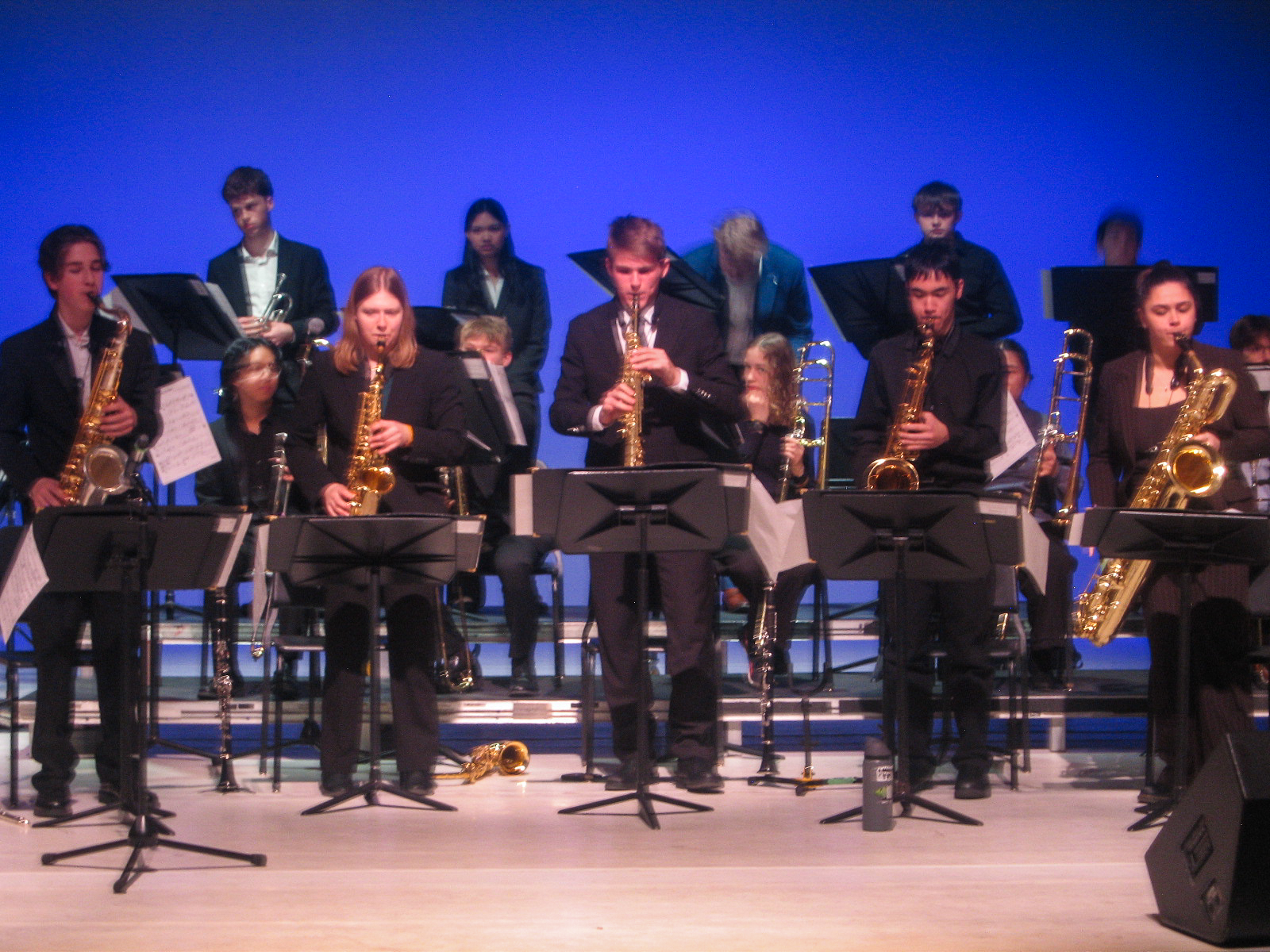 Jazz Ensemble's saxophone section plays their sax soli on "This Song is You" at Rolling in the Meadows on March 1. 
