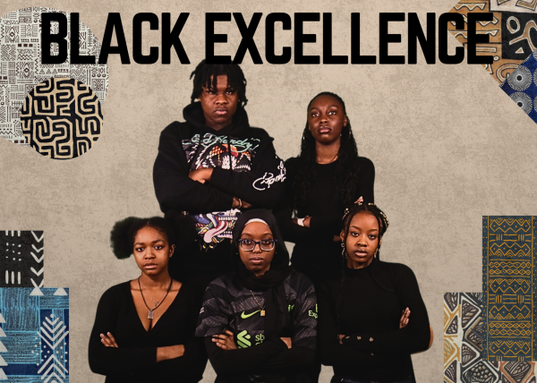 The Black Student Union executive board poses together for a photo. 