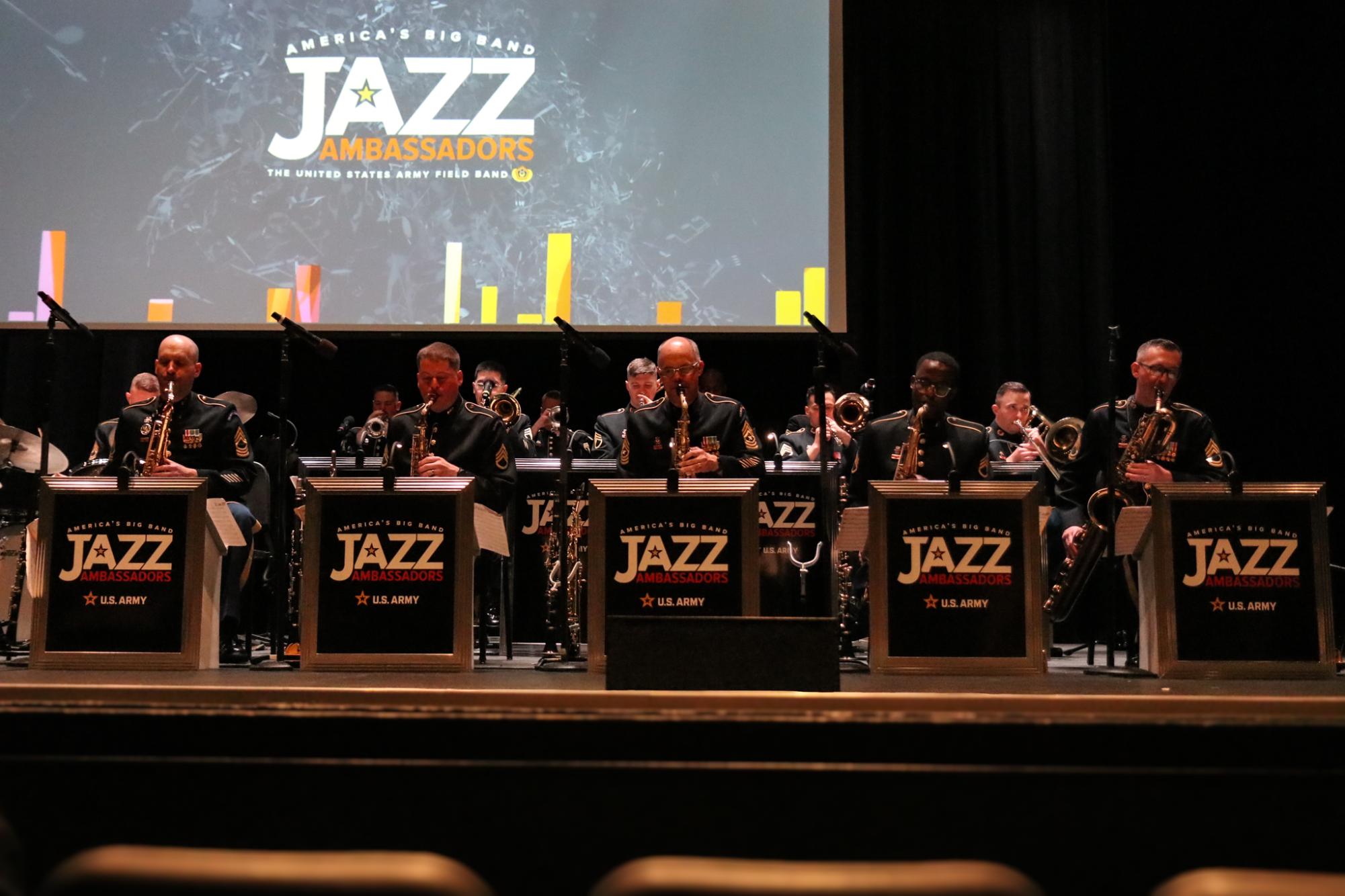 The Jazz Ambassadors held a concert in Arganbright Auditorium on April 18. The 19-member ensemble featured a vocalist or jazz combo in various songs, and their performance was accompanied by a video presentation.
