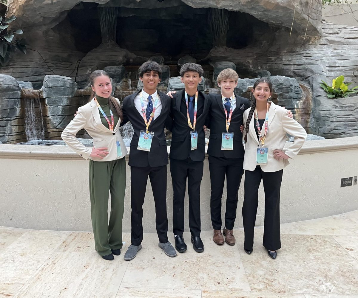 West's freshman BPA members stand before going to the BPA conference closing session. Used with permission of Diane Fickel.