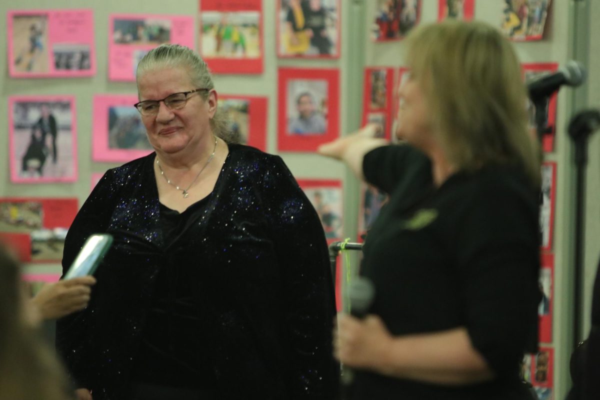 Alice Jones was recognized for her work at the Community Music Talent Show April 17 before she retires.