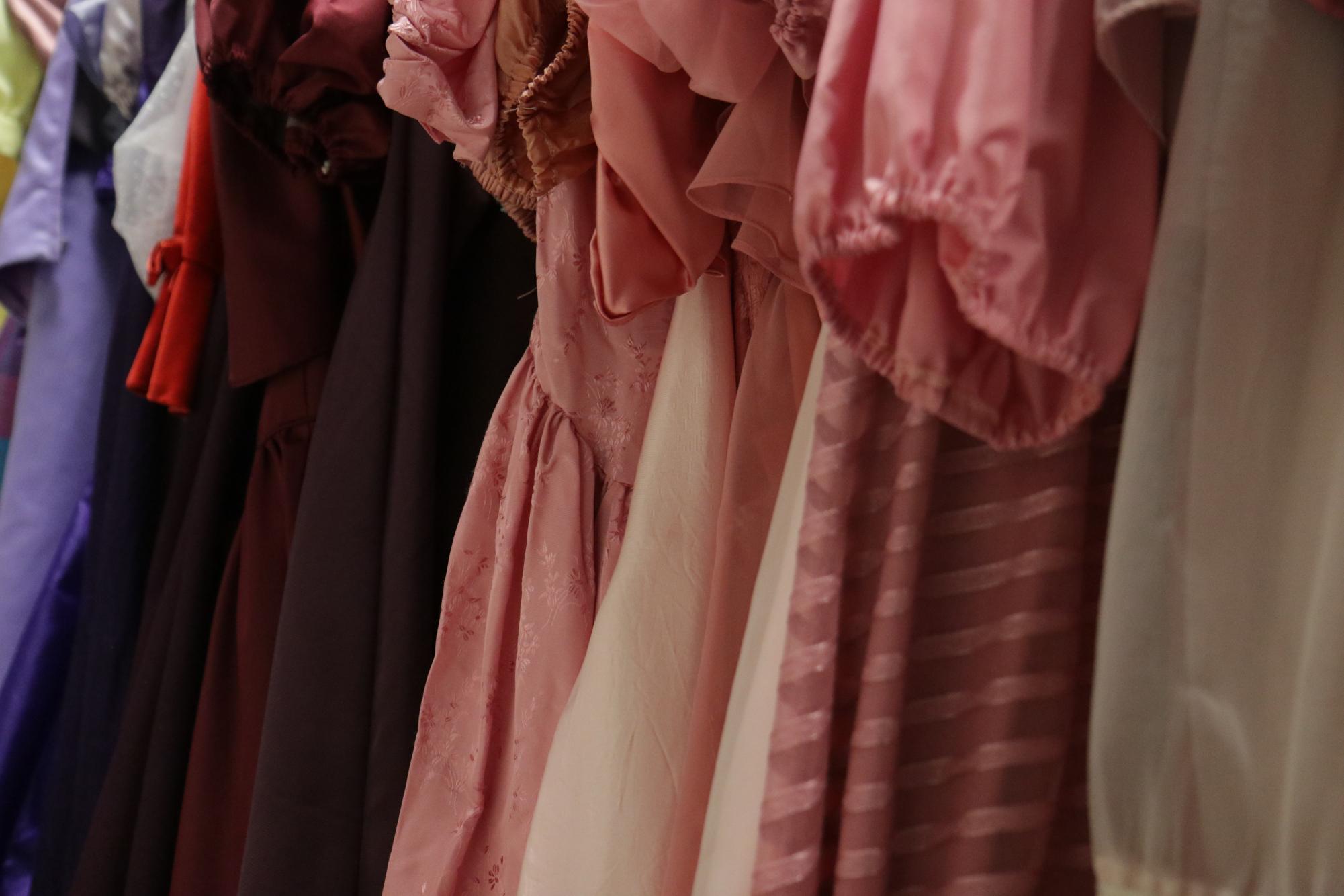 A stairway by the North Band room leads to the costumes loft, where rows upon rows of Theatre West costumes hang. Dagle said she could remember which show each one was from, and who wore it.