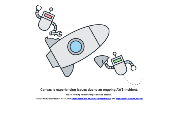 Screenshot of the Canvas website when students and faculty attempted to log in and access Canvas.