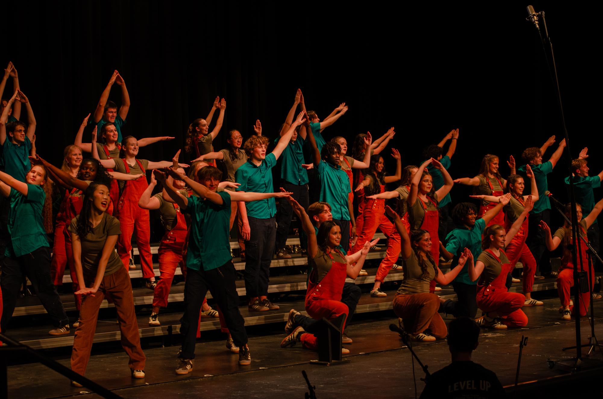 Good Time Company poses at the end of their show, "Good Mine Company," the closing act of the Winter Swing Show. The annual Winter Swing Show was held at the Arganbright Auditorium on Dec. 14. 