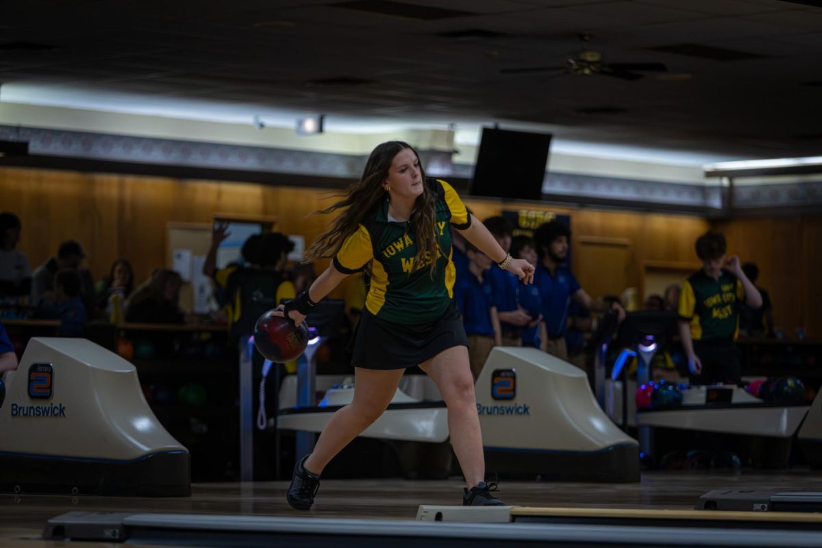 Maryssa Barnes '26 approaches the lane to bowl a strike Jan. 16.