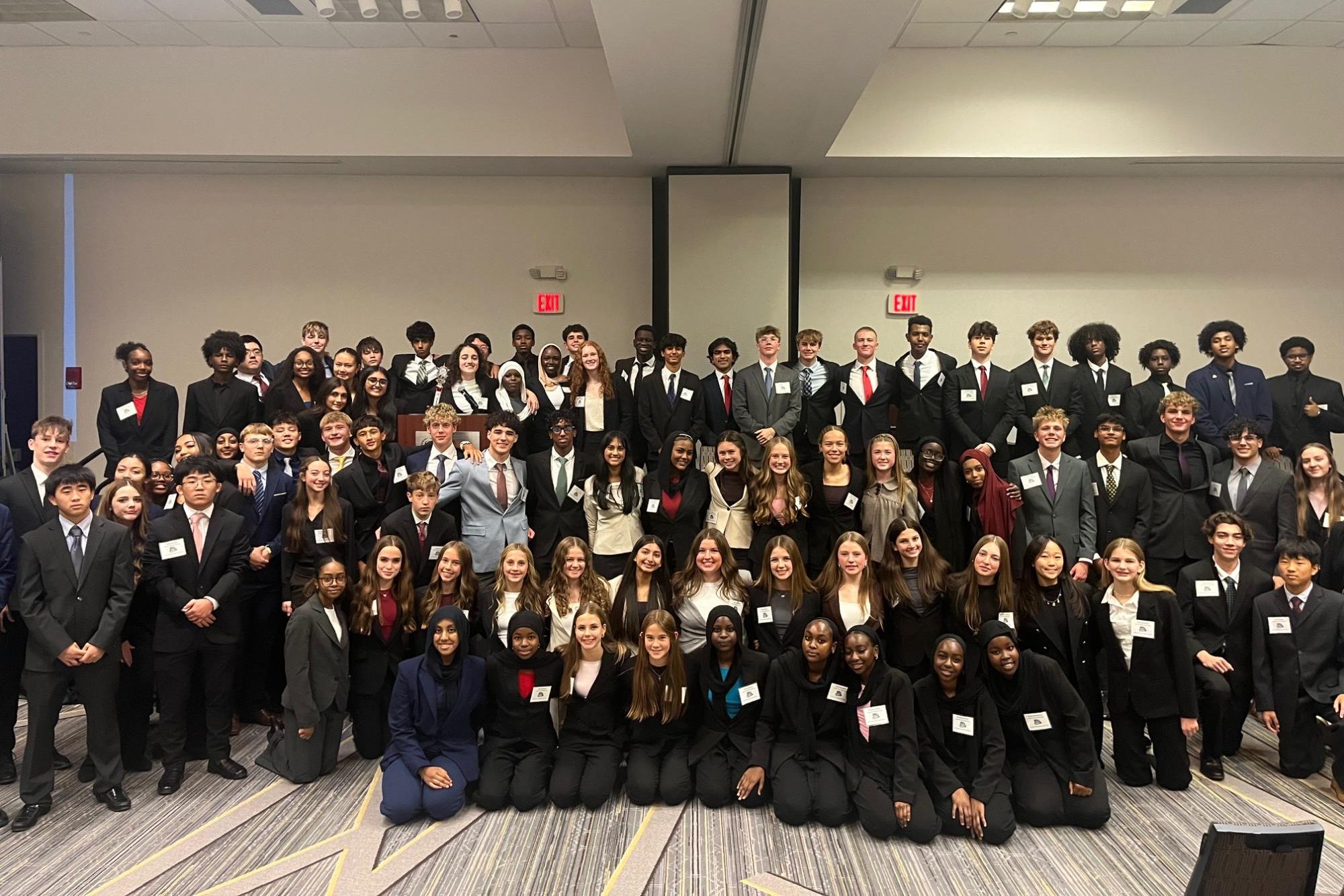The West BPA chapter stands after the awards ceremony. Over sixty students earned a spot to attend the National Leadership Conference, which will be held May 5–10 in Nashville. This achievement sets a new West High record for national qualifiers.