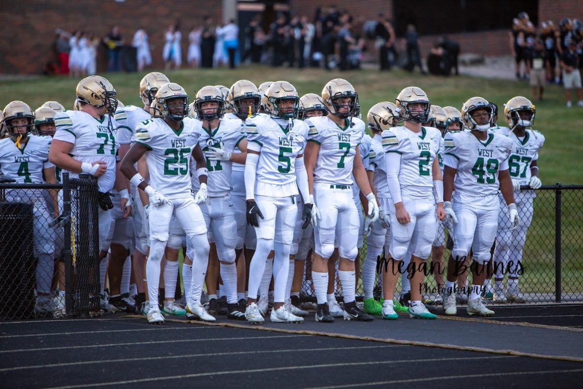 Iowa City West football team lined up before their game. 