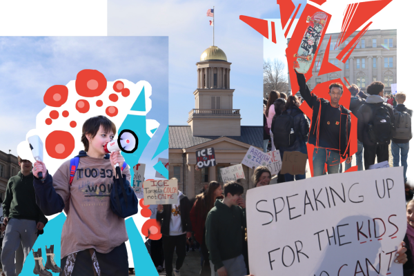 Tirza Overholt '26 and City High student Cantrell Fletcher ‘26 protest among hundreds of students during the "Melt ICE!" protest held Feb. 5.